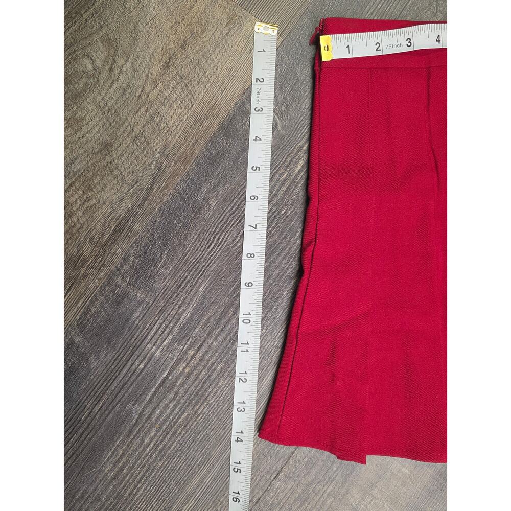 ZHANCHTONG Red Pleated Mini Skirt Built-In Shorts Skort Women's Size S NWT - Picture 4 of 8